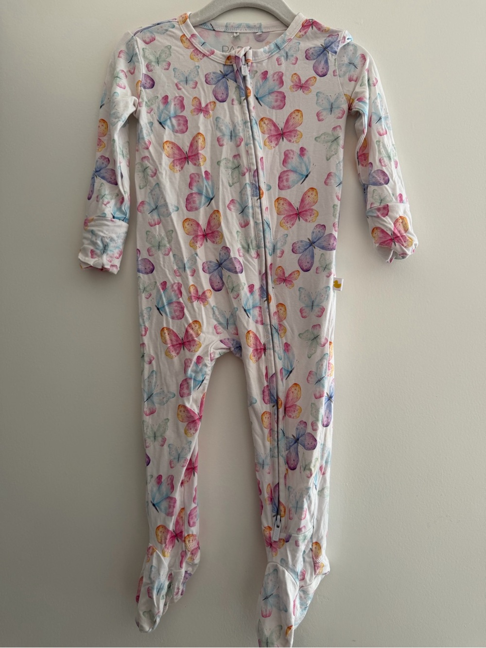 Posh Peanut Butterfly-Print Footed One-Piece Pajamas - White/Pastel size 12-18m
